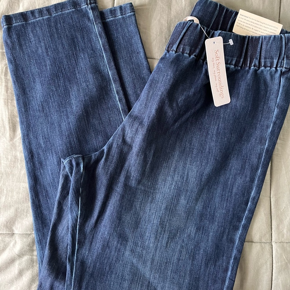 SOFT SURROUNDINGS BRAND WOMENS METRO LEGGINGS DENIM NWT SIZE L (14/16